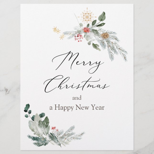 Watercolor Christmas Greenery Letterhead (Front)