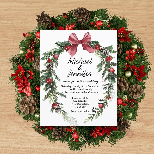  watercolor christmas greenery wedding invitation  (Creator Uploaded)