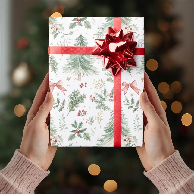 Watercolor Christmas Greenery Wrapping Paper (Creator Uploaded)