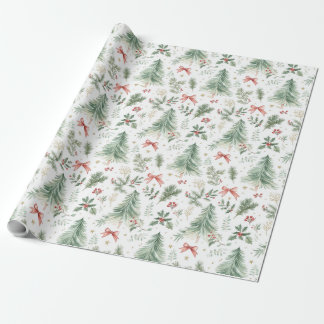 Watercolor Christmas Greenery Wrapping Paper