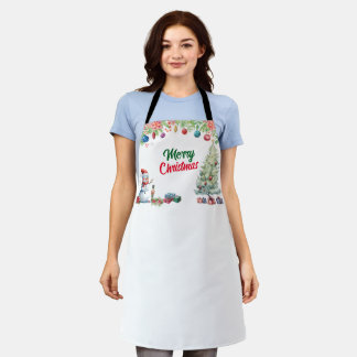 Watercolor Christmas Holiday  Apron