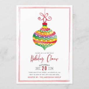 Watercolor Christmas Holiday Cheer Business Party Invitation