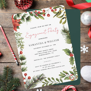 Watercolor Christmas Holiday Engagement Party Invitation