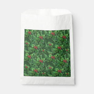 Watercolor Christmas Holly Berries Favour Bag