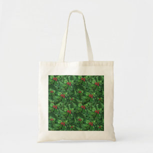Watercolor Christmas Holly Berries Tote Bag