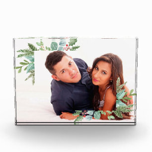 Watercolor Christmas Holly Jolly Couple photo