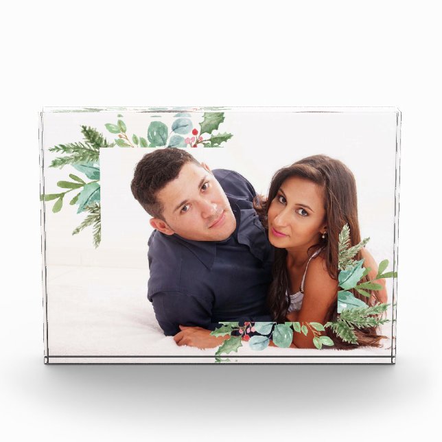 Watercolor Christmas Holly Jolly Couple photo (Front)