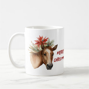 Watercolor Christmas Horse Coffee Mug