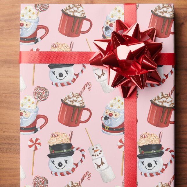 Watercolor Christmas Hot Cocoa Chocolate Wrapping Paper (Creator Uploaded)