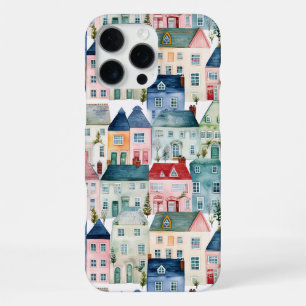 Watercolor Christmas Houses seamless pattern. iPhone 16 Pro Max Case