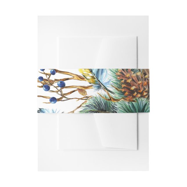 Watercolor Christmas Invitation Belly Band (Front Example)