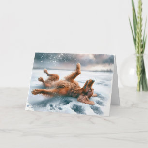 Watercolor Christmas Irish Setter  Holiday Card