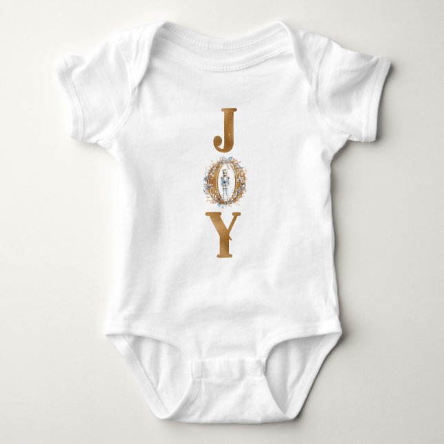 Watercolor Christmas Joy Nutcracker Baby Bodysuit (Front)