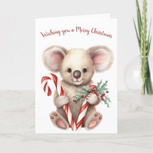 Watercolor Christmas Koala Bear Holiday Card