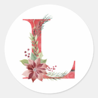 Watercolor christmas letter L Classic Round Sticker