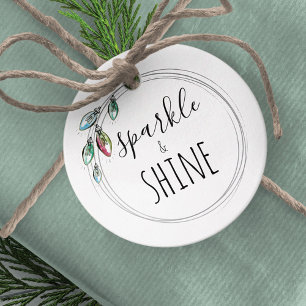 Watercolor Christmas Lights Gift Tags