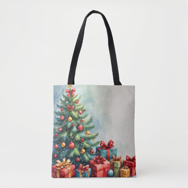 Watercolor Christmas Magic Tote Bag (Front)