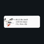 Watercolor Christmas Magpie Bird Berry Bush Return Address Label<br><div class="desc">Watercolor Christmas Magpie Bird Berry Bush Customise or personalise with your name and address</div>