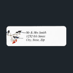 Watercolor Christmas Magpie Bird Berry Bush Return Address Label<br><div class="desc">Watercolor Christmas Magpie Bird Berry Bush Customise or personalise with your name and address</div>