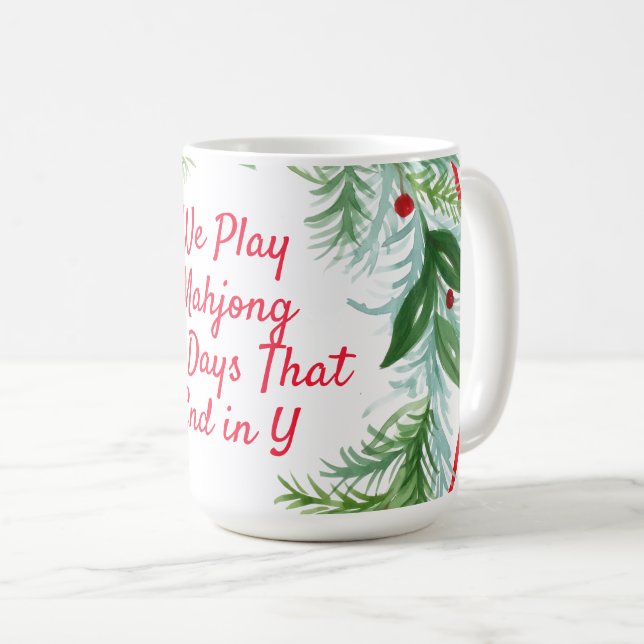 Watercolor Christmas MAHJONG Holiday Wreath  Coffee Mug (Front Right)