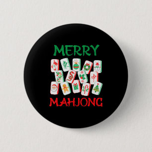 Watercolor Christmas Mahjong Tiles Chinese Mah Jon 6 Cm Round Badge