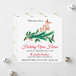 Watercolor Christmas mistletoe tree Holiday Card