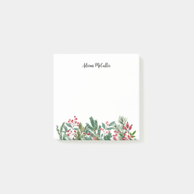 Watercolor Christmas Motif Post-it Notes (Front)