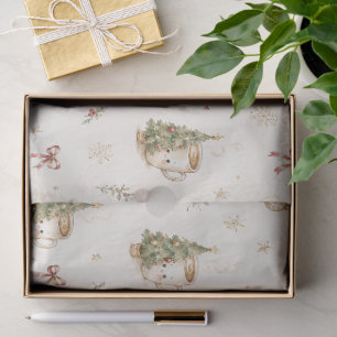 Watercolor Christmas Mug and Tree Tissue Paper