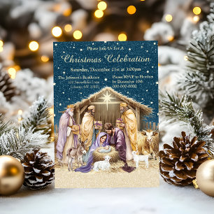 Watercolor Christmas Nativity Invitation