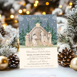 Watercolor Christmas Nativity Invitation