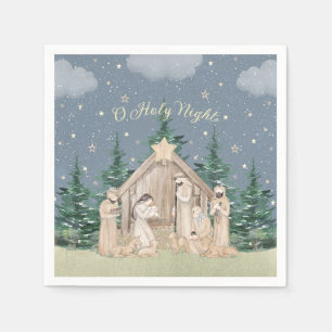 Watercolor Christmas Nativity Napkin