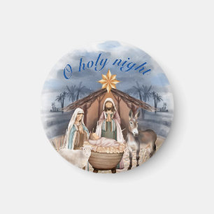 Watercolor Christmas Nativity scene  Magnet