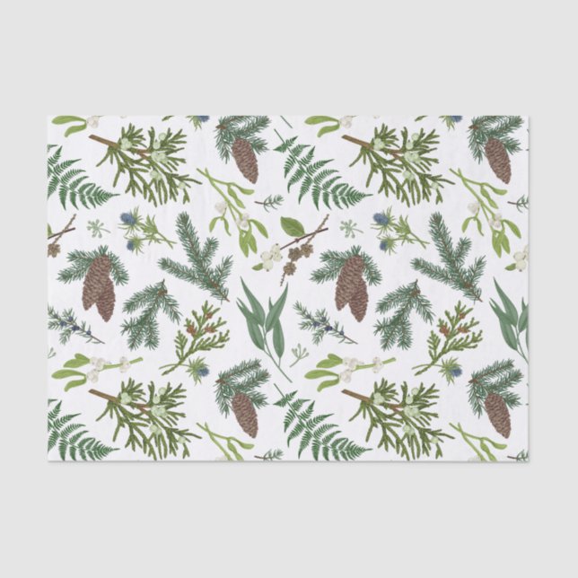 Watercolor Christmas Nature & Forest Illustration  Tissue Paper (Front)