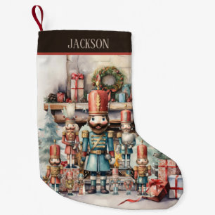 Watercolor Christmas nutcracker add name Small Christmas Stocking