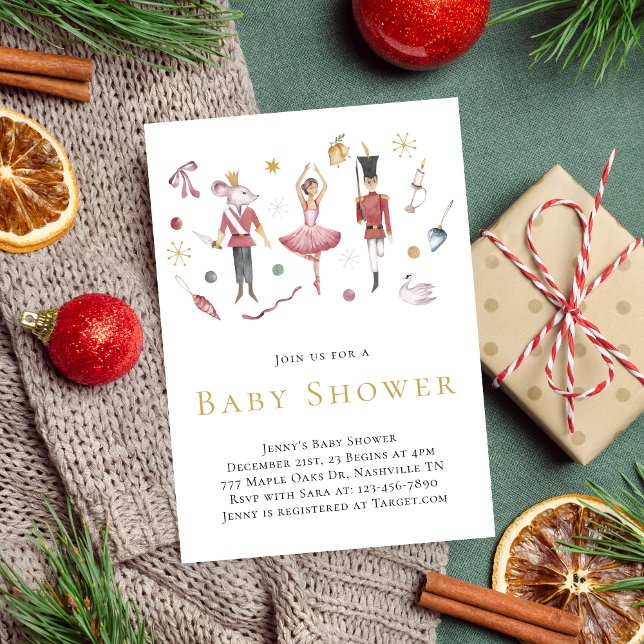 Watercolor Christmas Nutcracker Baby Shower  Invitation (Creator Uploaded)