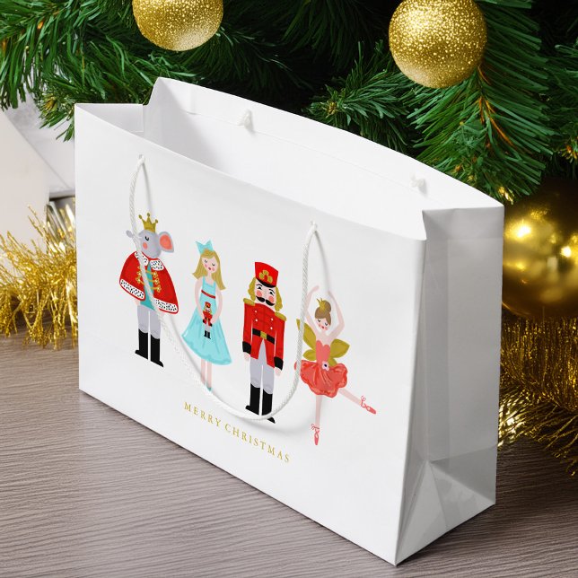 Watercolor Christmas Nutcracker Characters Large Gift Bag (Creator Uploaded)