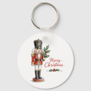 Watercolor Christmas Nutcracker Key Ring