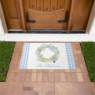 Watercolor Christmas Nutcracker Wreath Photo Doormat