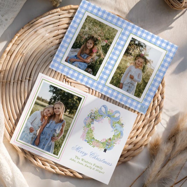 Watercolor Christmas Nutcracker Wreath Photo Holiday Card (Creator Uploaded)