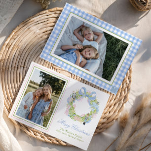 Watercolor Christmas Nutcracker Wreath Photo Holiday Card