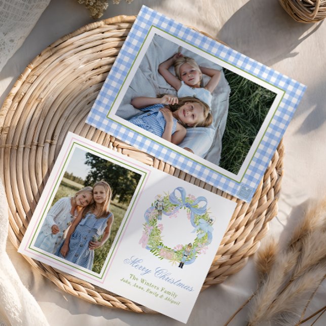 Watercolor Christmas Nutcracker Wreath Photo Holiday Card (Creator Uploaded)