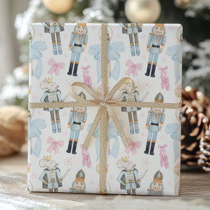 Watercolor Christmas Nutcracker Wreath Wrapping Paper