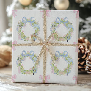 Watercolor Christmas Nutcracker Wreath Wrapping Paper