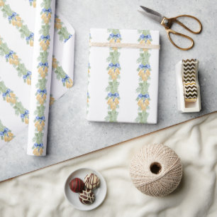 Watercolor Christmas or Wedding Bells and Bows Wrapping Paper