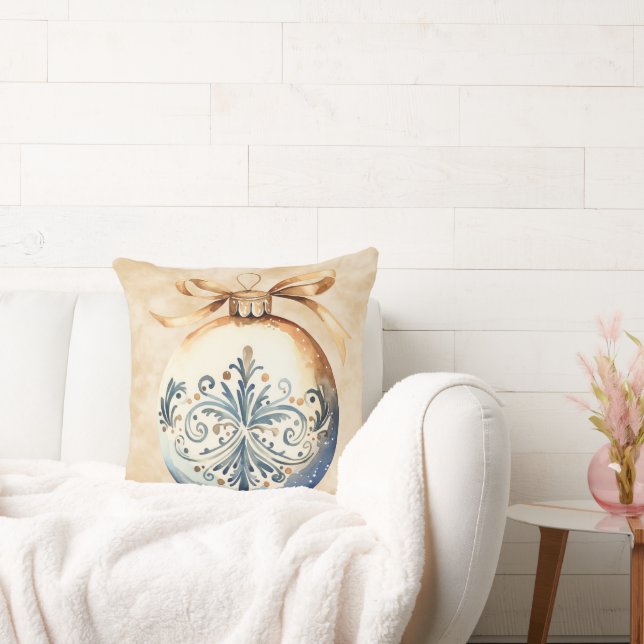 Watercolor Christmas Ornament Cushion (Couch)