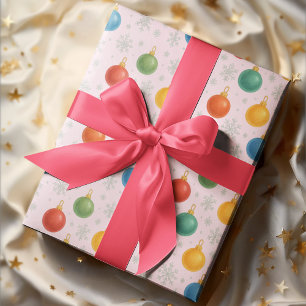 Watercolor Christmas Ornaments & Snowflakes -  Wrapping Paper