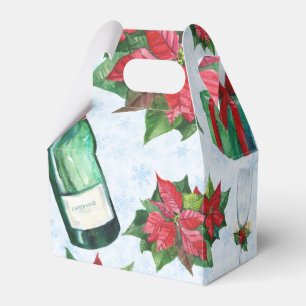 Watercolor Christmas Party Champagne Holiday Favour Box