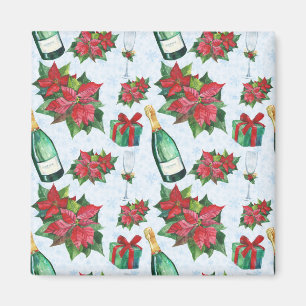 Watercolor Christmas Party Champagne Holiday Magnet