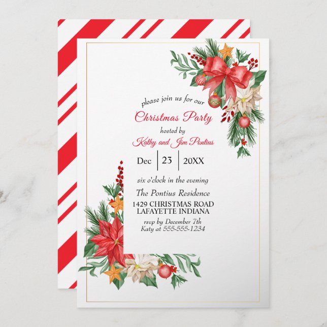 Watercolor Christmas Party Invitation (Front/Back)