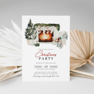 Watercolor Christmas Party Invitation